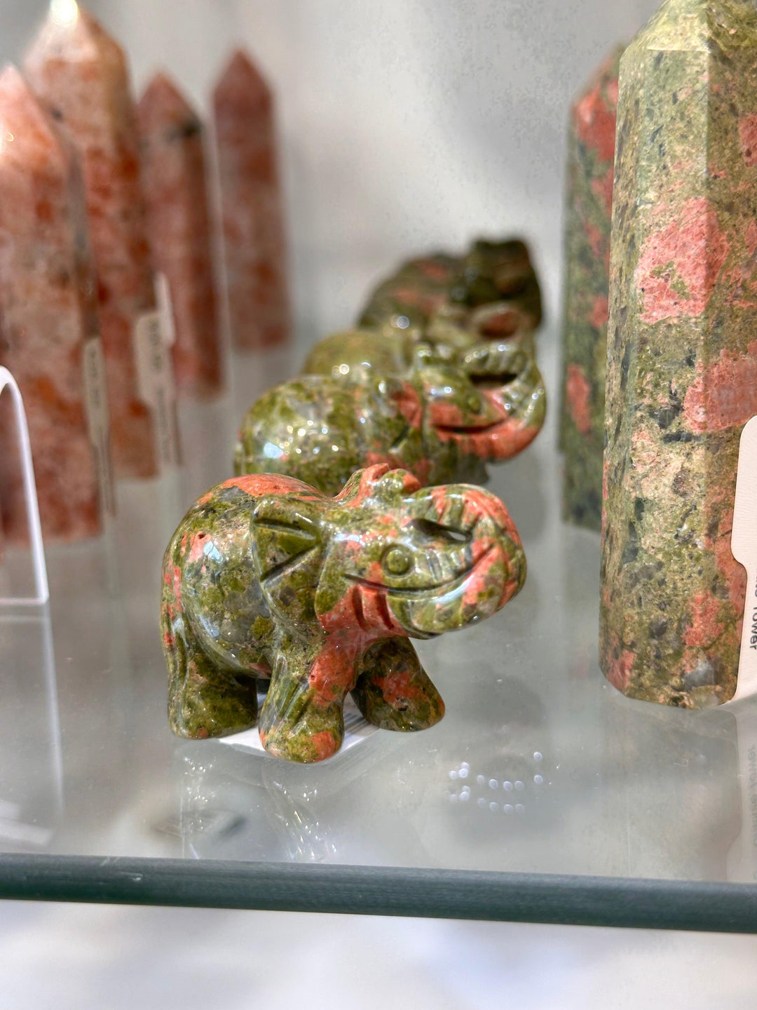 Unakite Elephant Figurine 2 inch | The Harmony Store