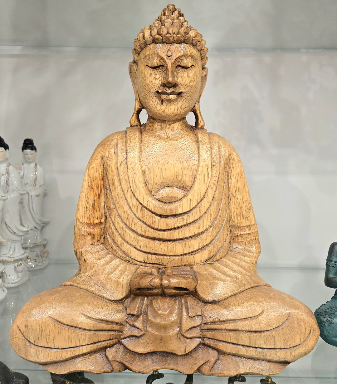 Hand-Carved Wood Buddha Statue - The Harmony Store Statue