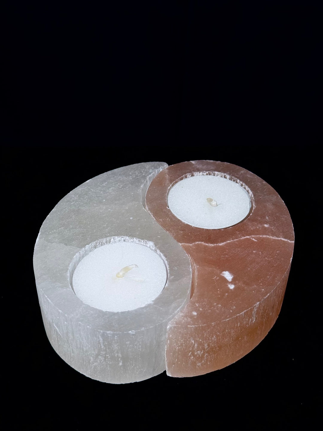 Ying Yang Selenite Candle Holde