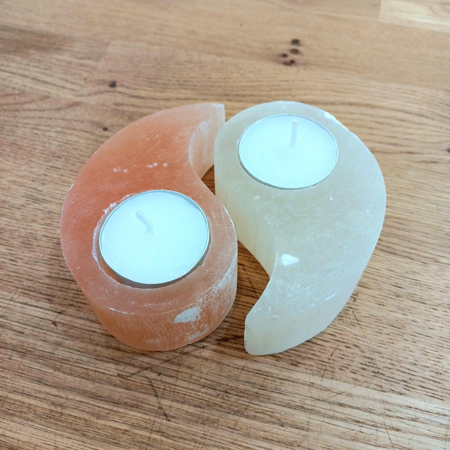 Ying Yang Selenite Candle Holde - The Harmony Store