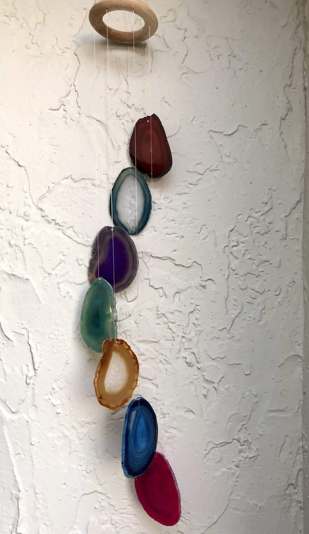 Agate 7 Chakra Slice Wind Chime | The Harmony Store Crystal Slab