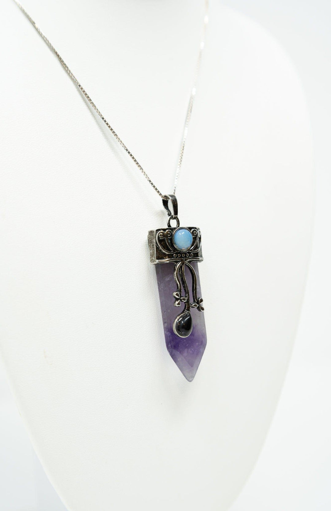 Amethyst Sword Pendant | Carved Crystal Pendant