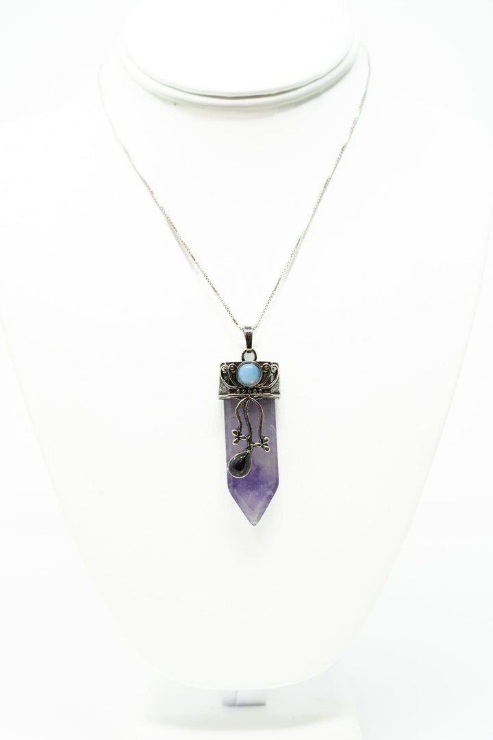 Amethyst Sword Pendant | Carved Crystal Pendant