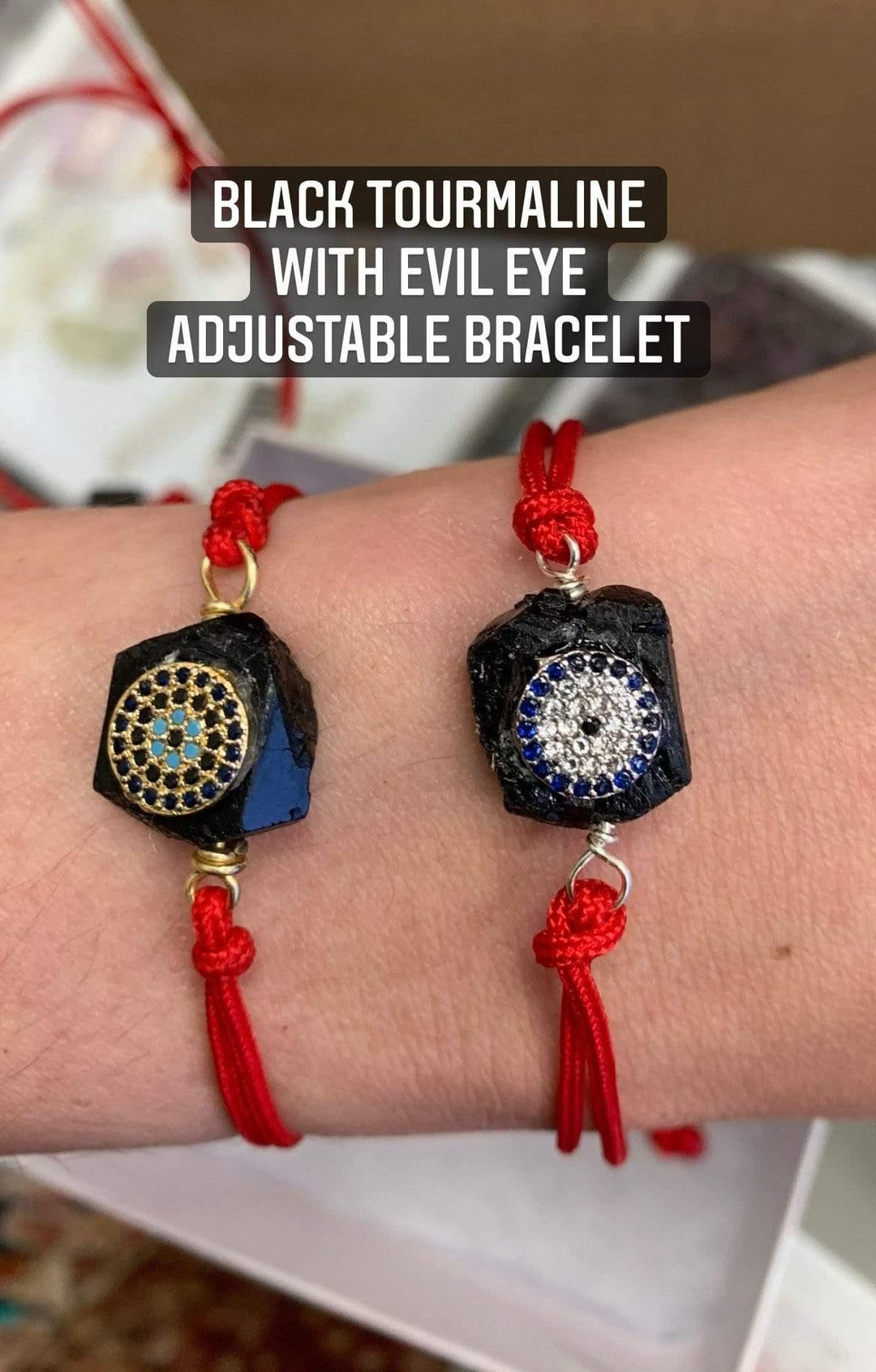 Black Tourmaline Evil Eye Bracelet | The Harmony Store Bracelet