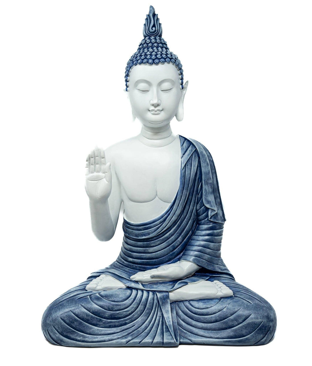 Blessing Buddha White and Blue | The Harmony Store Statue