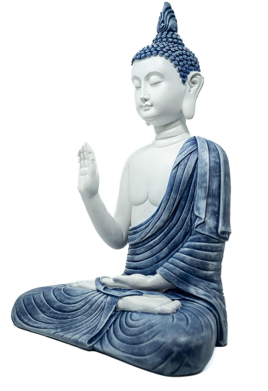 Blessing Buddha White and Blue | The Harmony Store Statue
