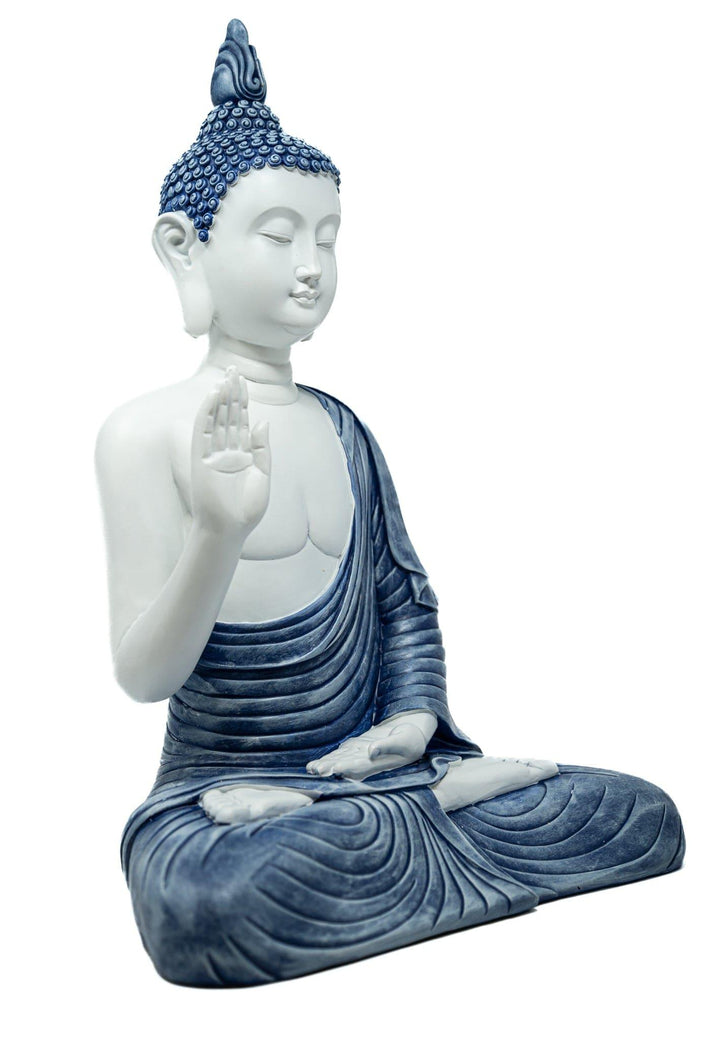 Blessing Buddha White and Blue | The Harmony Store Statue