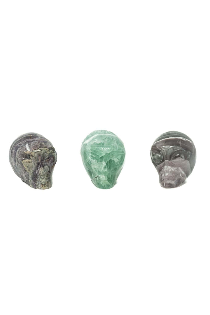 Fluorite Alien Head Hand Carved Crystal Skulls