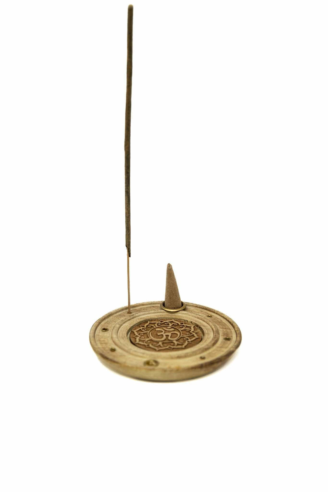 OM Round Wooden Incense Holder | The Harmony Store Incense Holder