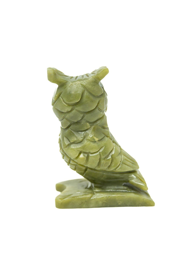 Jade Hand Carved Owl | The Harmony Store Crystal Figurine