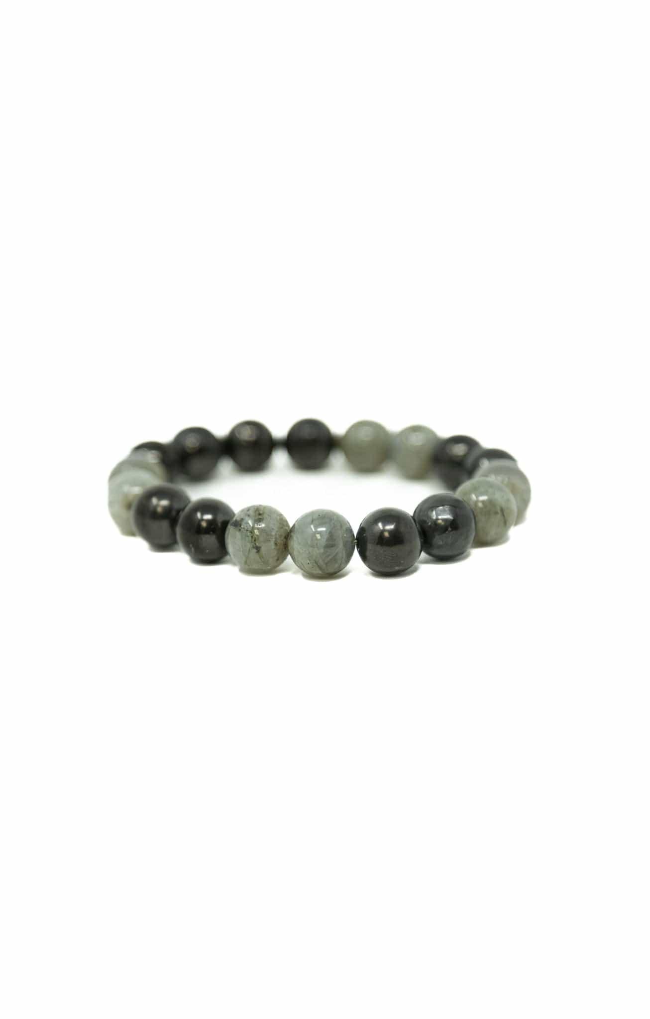 Shungite and Labradorite Mix Bracelet Round Beads 10mm