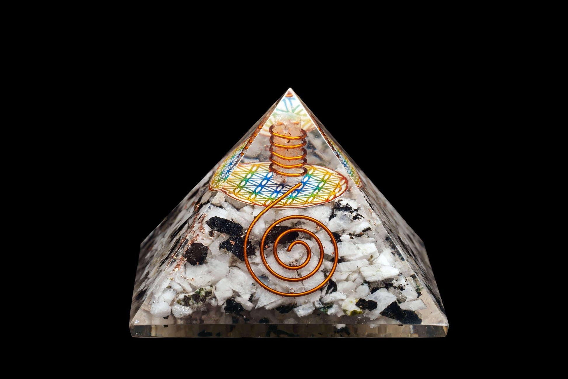 Orgonite and Rainbow Moonstone Pyramid