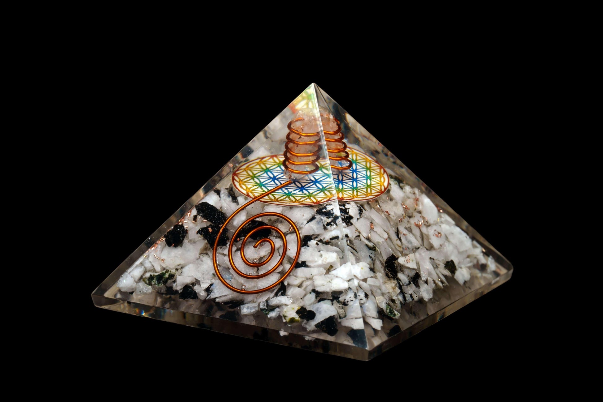 Orgonite and Rainbow Moonstone Pyramid