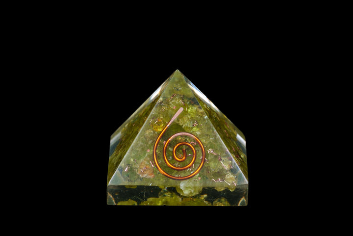 Peridot Orgonite Pyramid | The Harmony Store Crystal Pyramid