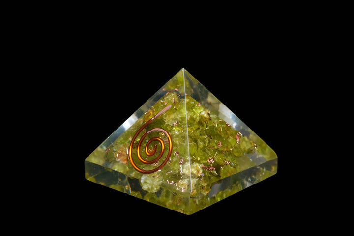 Peridot Orgonite Pyramid | The Harmony Store Crystal Pyramid
