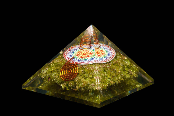 Peridot Orgonite Pyramid | The Harmony Store Crystal Pyramid