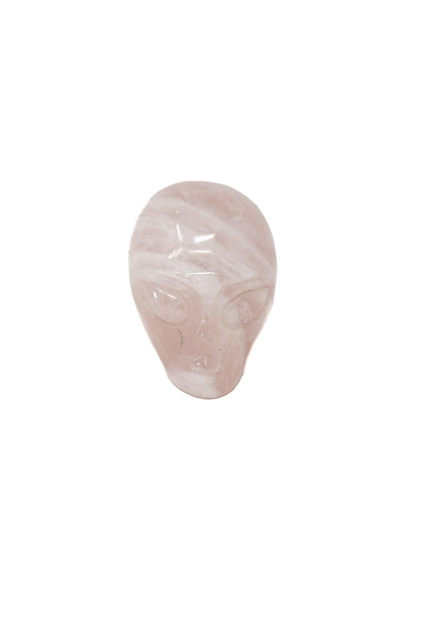 Rose Quartz Alien Head Had Carved