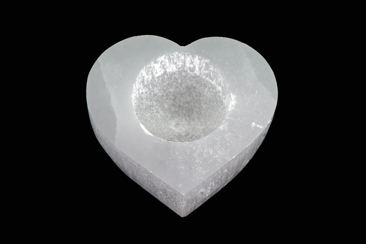 Selenite Heart Candle Holder | 3" Crystal Candle Holder
