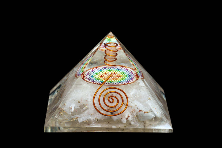 Selenite Orgonite Pyramid | Resin Crystal Art Pyramid