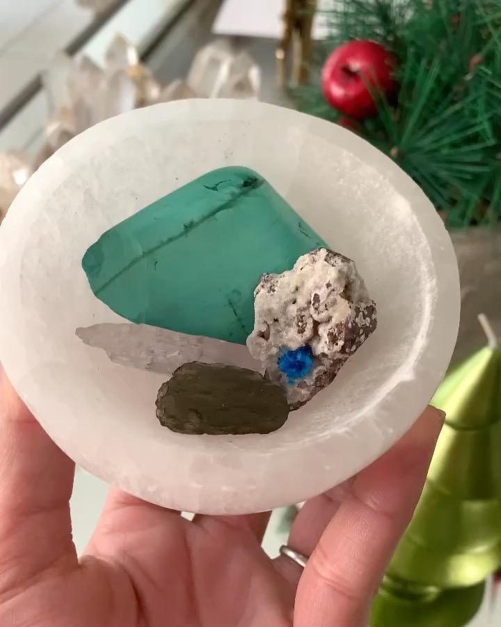 Selenite Cleansing Bowl | Crystal Charging Dish Crystal Slab